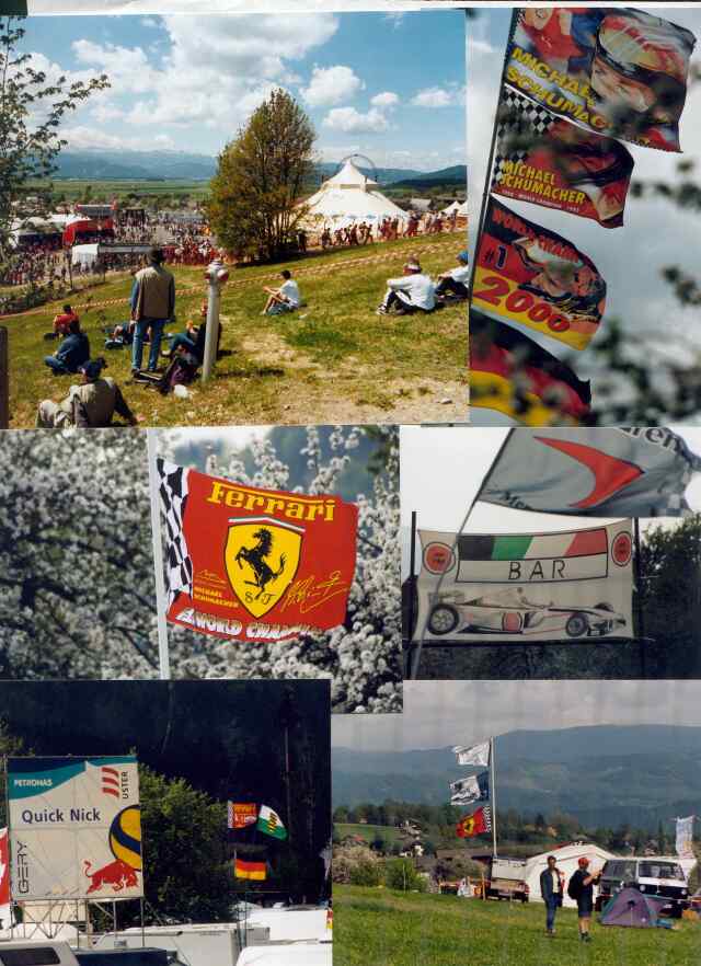 Das Umfeld beim Groen Preis von sterreich in Spielfeld stand ganz im Zeichen von Ferrari und Starfahrer Michael Schumacher, aber es gab auch Fans fr die anderen Formel 1-Fahrer, z.B. Nick Heidfeld. brigens eine wunderschne Strecke inmitten der sdlichen Alpen gelegen.