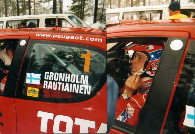 Ankunft der Fahrzeuge auf dem Marktplatz in Karlstadt. Marcus Grnholm und Beifahrer Timo Rautilainen aus Finnland auf Peugeot 206WRC waren nicht zu schlagen und gewannen souvern die Schwedenrallye.